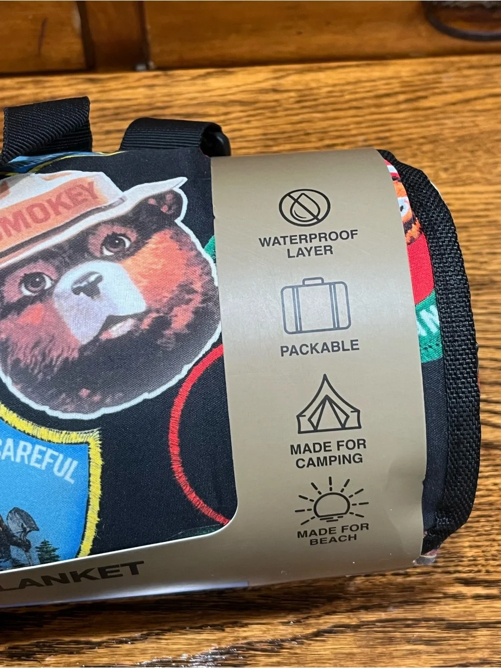Smokey Bear Retro-Style Packable Picnic Blanket 70